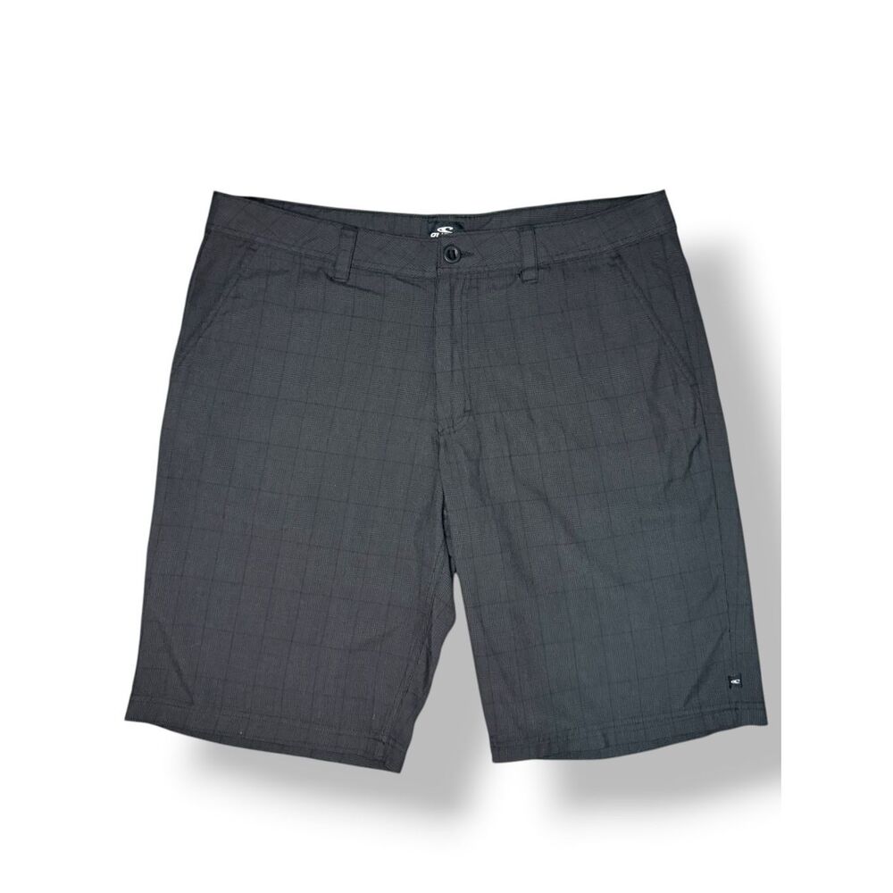 O’Neill Men’s 40 Plaid Chino Shorts Grey Relaxed Fit